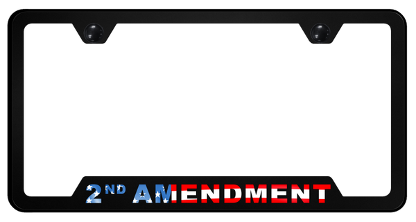 2nd Amendment PC Notched Frame - UV Print on Black License Plate Frame - GFP.2ND.UB