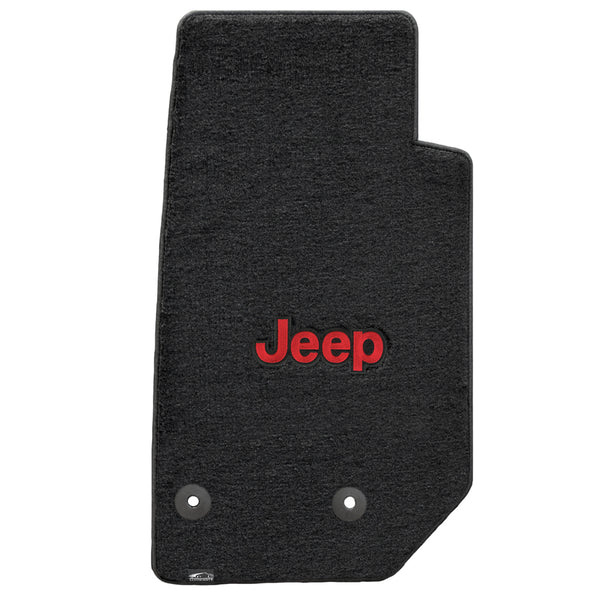 Lloyd Mat's Jeep WRANGLER UNLIMITED 2014-2016 Front Floor Mats BLACK VELOURTEX RED JEEP LOGO - 620065 - (2016 2015 2014)
