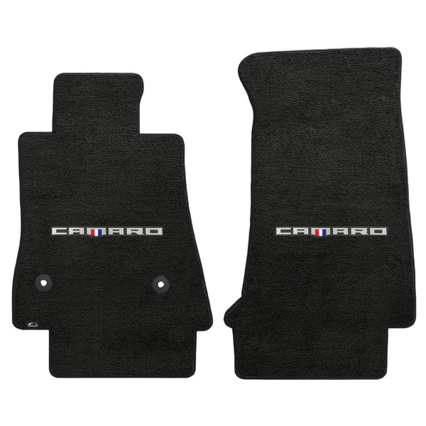 Lloyd Mat's CHEVROLET CAMARO 2016-2017 Front Floor Mats EBONY VELOURTEX CAMARO WORD LOGO - 620147 - (2017 2016)