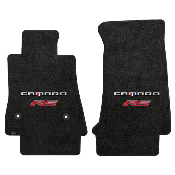 Lloyd Mat's CHEVROLET CAMARO 2016-2017 Front Floor Mats EBONY VELOURTEX CAMARO + RS RED DOUBLE LOGO - 620202 - (2017 2016)