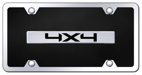4X4 Chrome & Black Acrylic Plate + Frame Kit License Plate - B.4X4.CBK